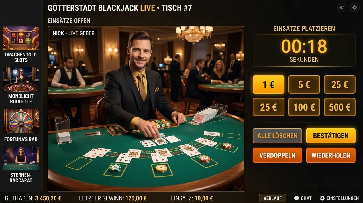 Live Casino Tische bei Redbet